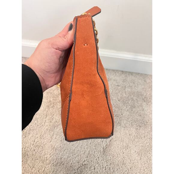 India Hicks Bridle Suede Leather Shoulder Crossbody Bag Gold Chain Brown NWOT - Picture 7 of 14